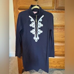 Lilly Pulitzer Skipper Pullover Dress half-zip Size Small Navy